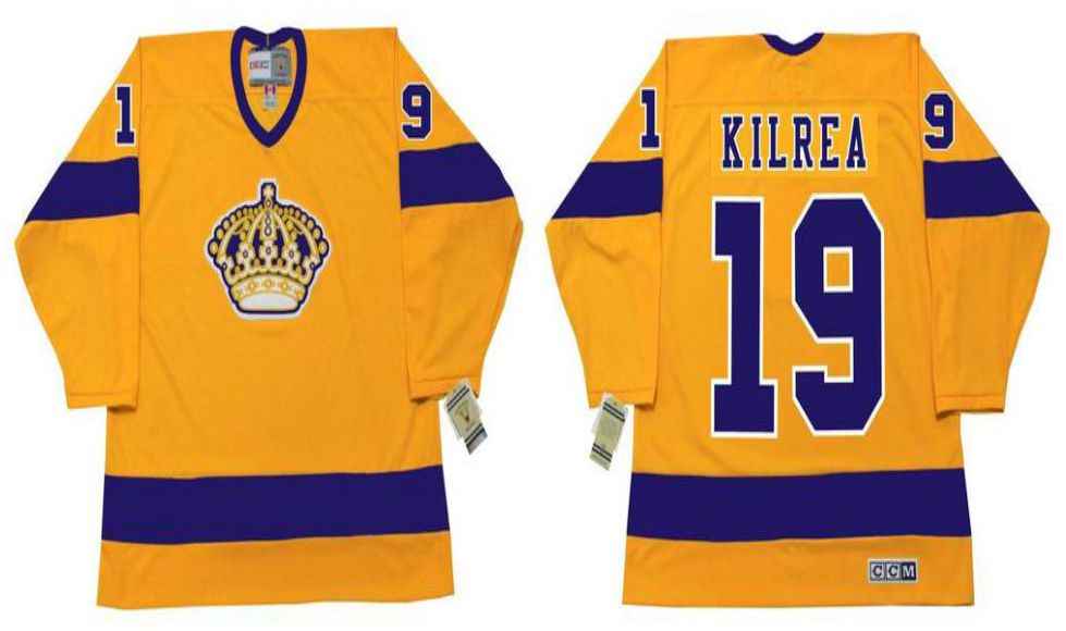 2019 Men Los Angeles Kings 19 Kilrea Yellow CCM NHL jerseys